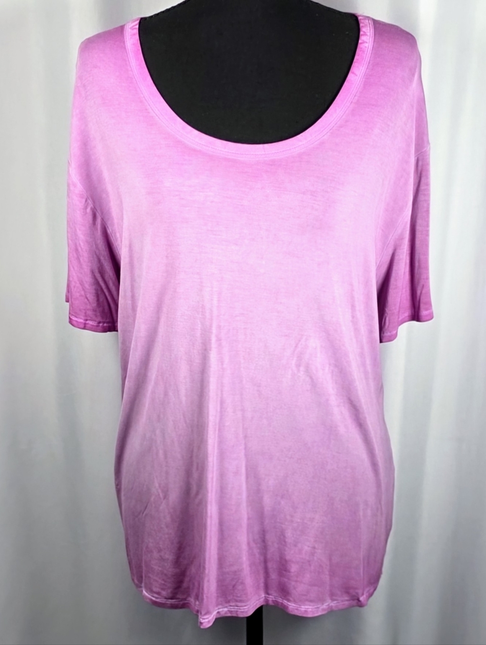Time and Tru Pink Scoop Neck Tee L 12-14 Soft Casual Short Sleeve